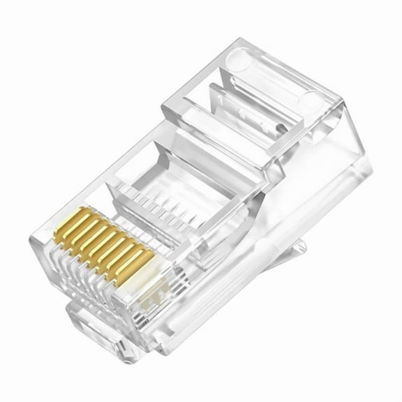 100PCs RJ45 Connectors Cat 5 Ethernet Plugs Pass-Through Connector For Solid Or Stranded UTP Cables