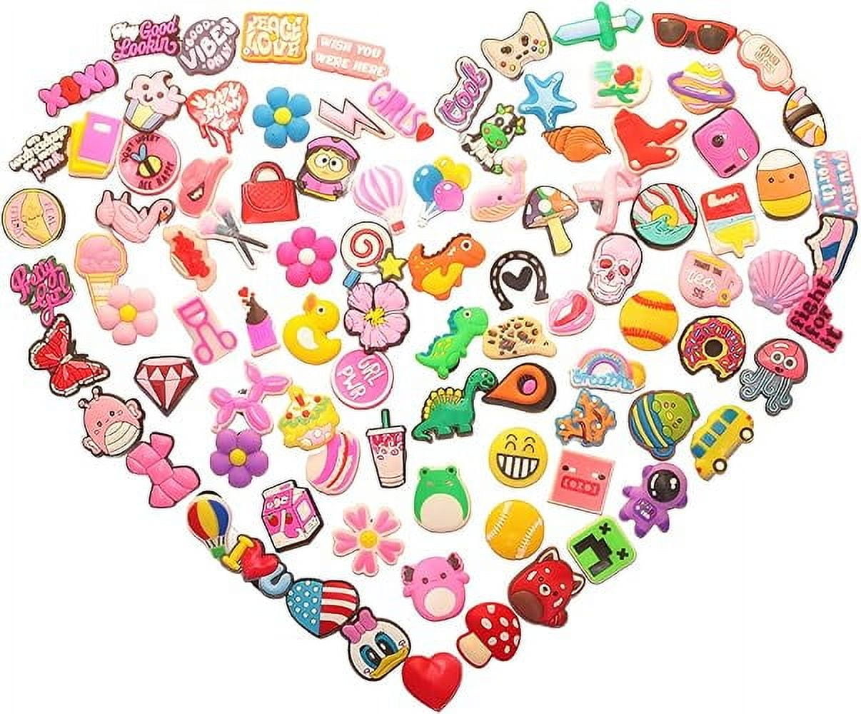 OUTDOLL 100PCs Random Shoe Charms for Croc, Non-Reapeat Decorations for Croc Clog, Suitable for Kids, Boys, Girls, Men, Women