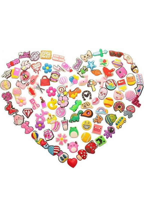 100PCs Random Shoe Charms for Croc, Non-Reapeat Decorations for Croc Clog, Suitable for Kids, Boys, Girls, Men, Women