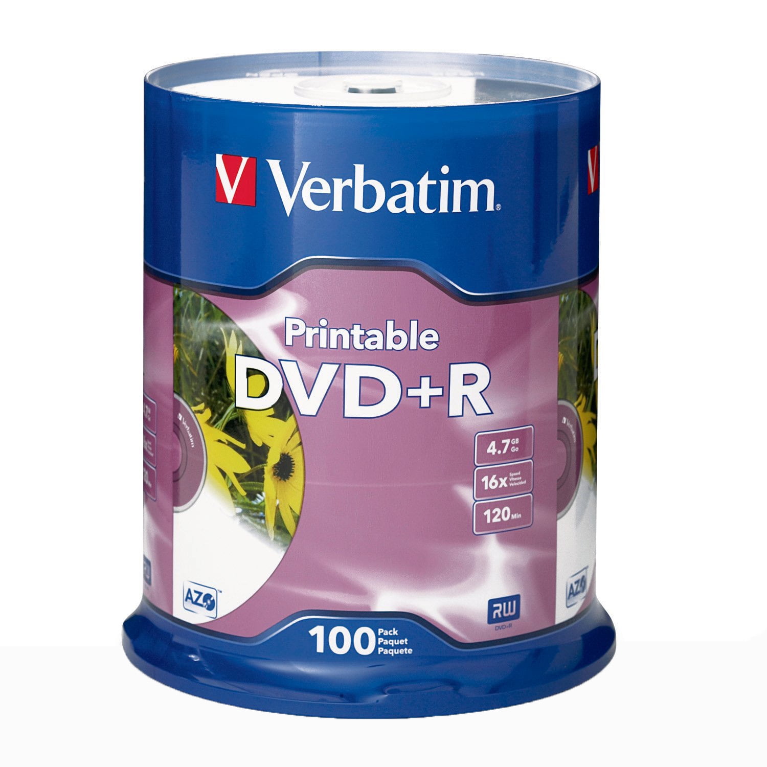 Verbatim DVD+R 4.7GB 16X White Inkjet Printable, 100pk Spindle