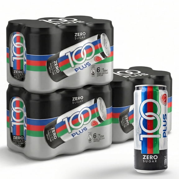 100PLUS Zero Sugar Electrolyte Sports Drink Isotonic Hydration & Instant Energy Support Caffeine Free Carbonated Sports Drink for Workout Recovery & Daily Hydration, 11 Fl Oz (Pack of 18)