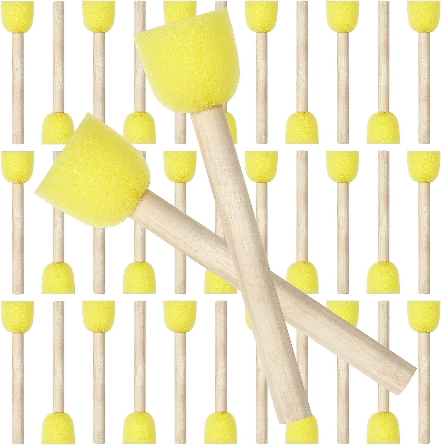 100Pack 0.8Inch Round Sponge Foam Brush Set, Wooden Handle Round Sponge Brushes for Painting, Sponge Foam Brush for Kids DIY Painting Crafts