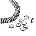 thumbnail image 1 of 100Pack 10mm Rondelle Spacer Beads, Silver Plated Black Rhinestone Spacer Beads, Round Spacer Loose Beads, 1 of 6