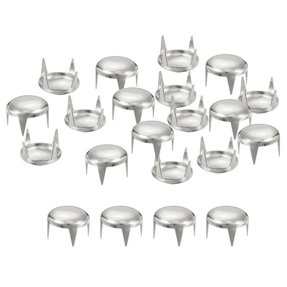 100Pack 12mm Silver Round Dome Studs Metal Claw Beads Nailhead for Leather Craft Clothes Belt Bag Shoes