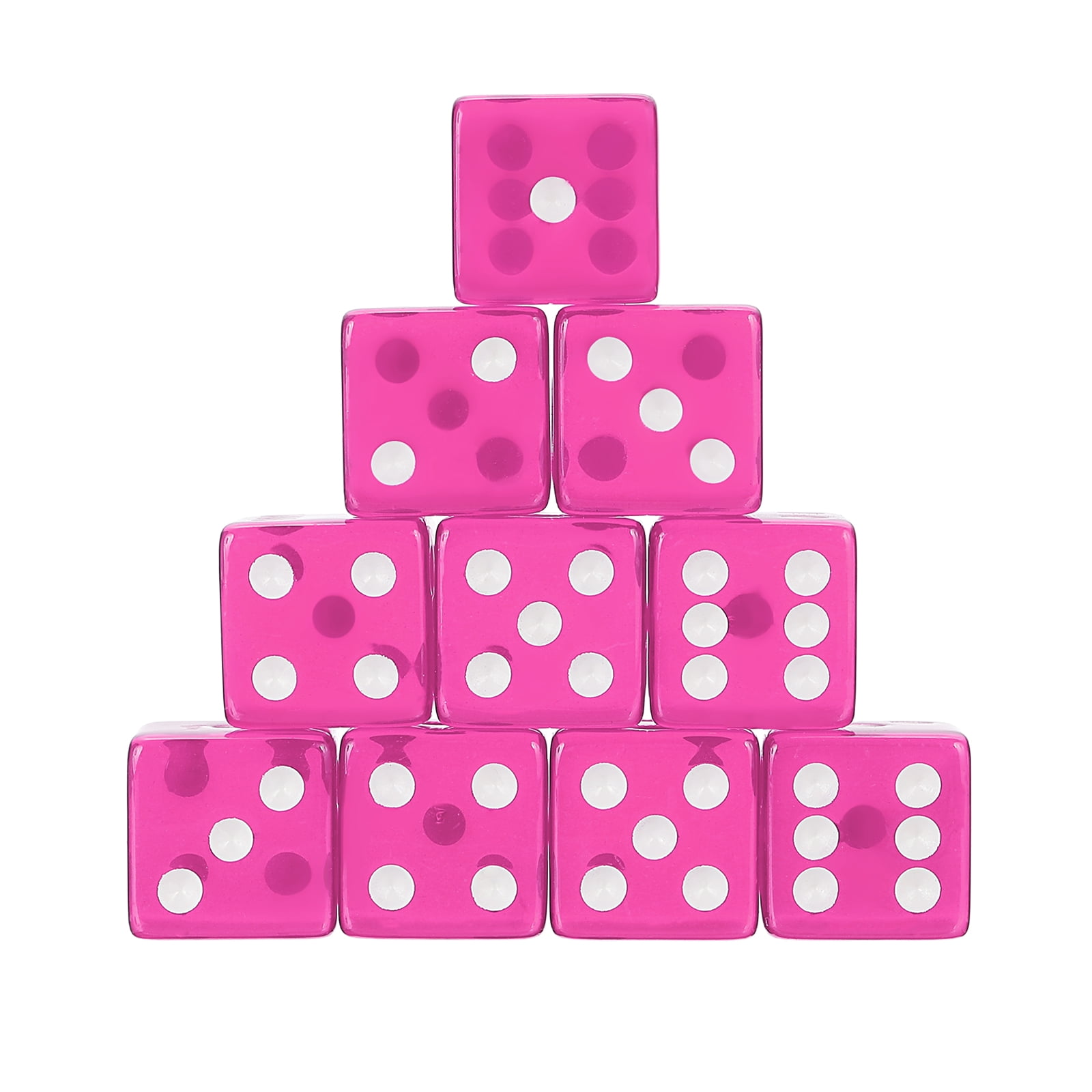 100Pack 19mm/0.75" Acrylic Translucent Rounded Edge D6 Dice, Pink