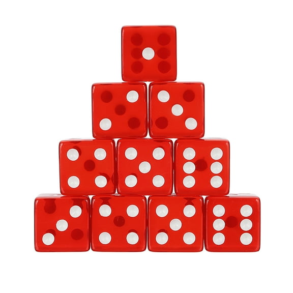 100Pack 19mm/0.75" Acrylic Translucent Rounded Edge D6 Dice, Red