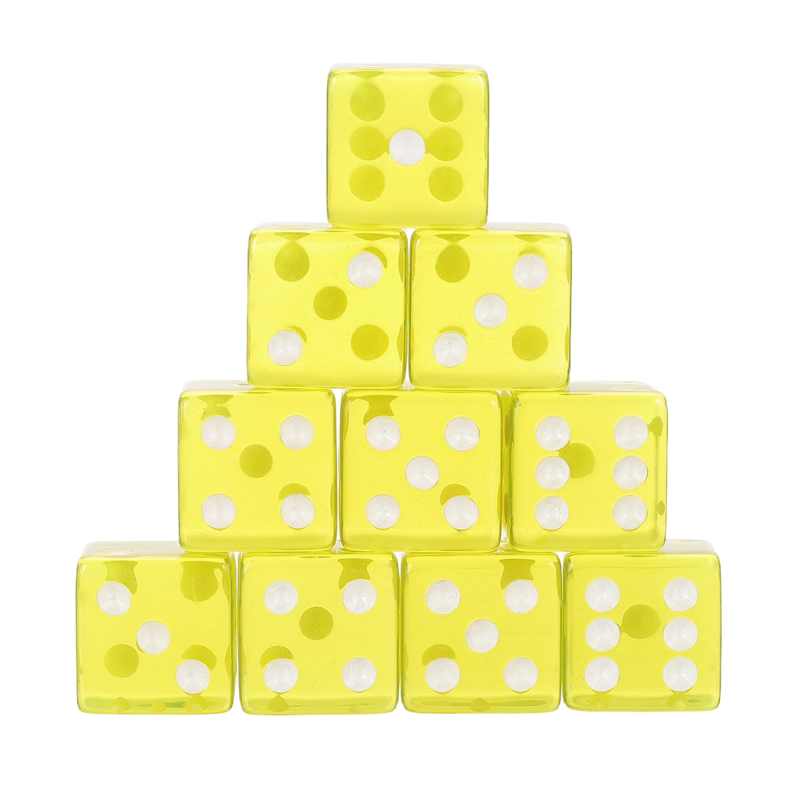 100Pack 19mm/0.75" Acrylic Translucent Rounded Edge D6 Dice, Yellow