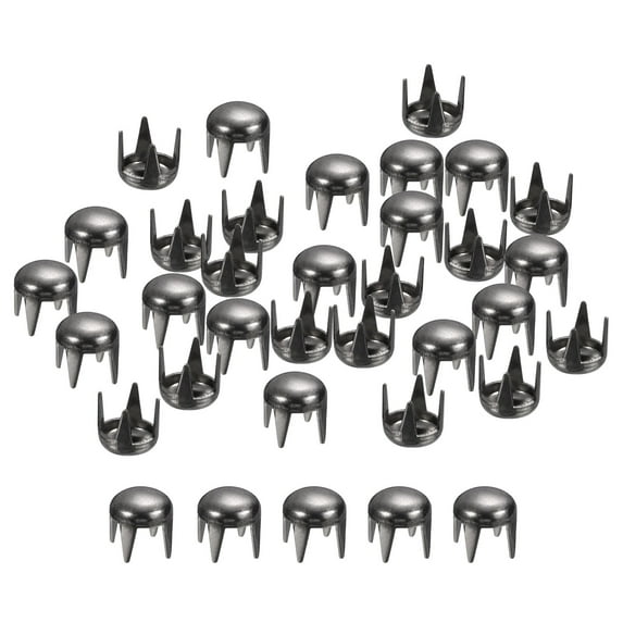 100Pack 3.5mm Black Round Dome Studs Metal Claw Beads Nailhead for Leather Craft Clothes Belt Bag Shoes
