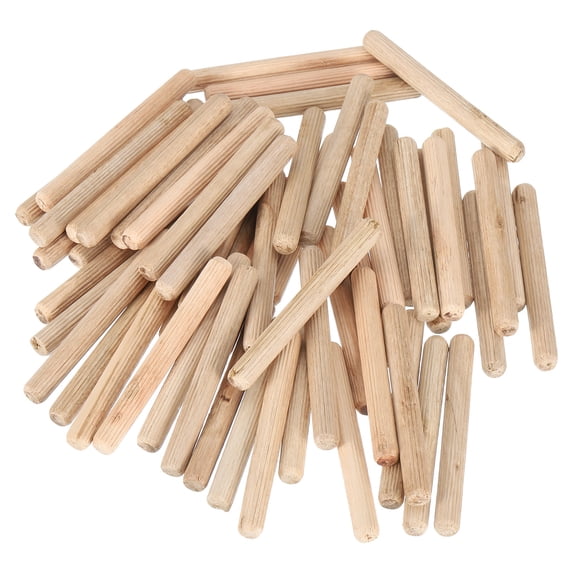 Uxcell 100 Pack 3/8" x 3-9/16" Wooden Dowel Pins, Furniture Woodwork Grooved Fluted Pin
