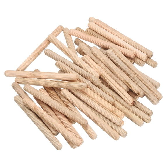 Uxcell 100 Pack 3/8" x 4-5/16" Wooden Dowel Pins, Furniture Woodwork Grooved Fluted Pin