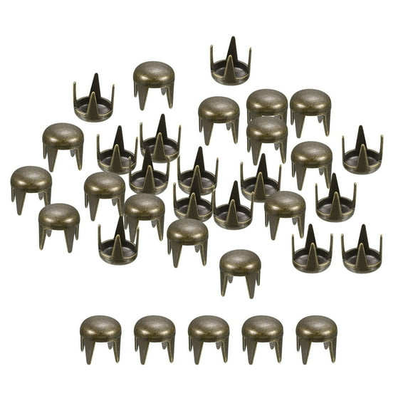 100Pack 4mm Brown Round Dome Studs Metal Claw Beads Nailhead for Leather Craft Clothes Belt Bag Shoes