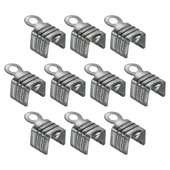 100Pack 5 x 7.5mm Fold Over Cord Ends, Cord Tips Leather Rope End Caps, Black