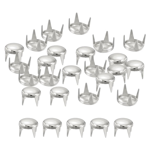 100Pack 5mm Silver Round Dome Studs Metal Claw Beads Nailhead for Leather Craft Clothes Belt Bag Shoes