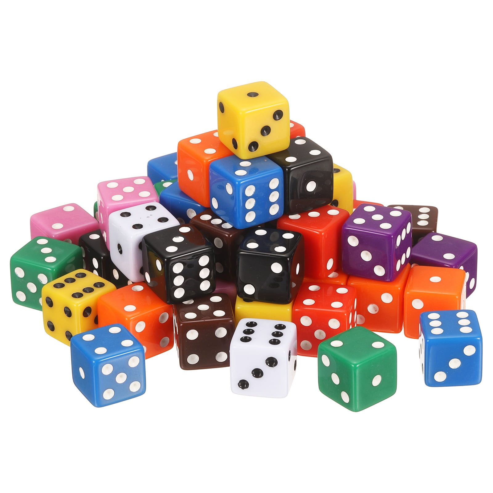 100Pack 6 Sided Acrylic Dice, 19mm/0.75" Large D6 Opaque Game Dice Bulk for Table Board Games Birthday Theme Party Fun Supply, 10 Colors