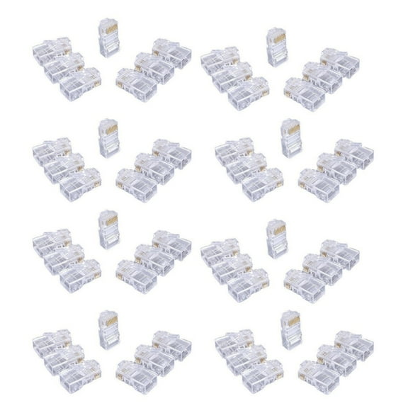 100Pack 8P8C Cat6 RJ45 Connectors,Clear Ethernet Crimp Plugs for UTP Cable