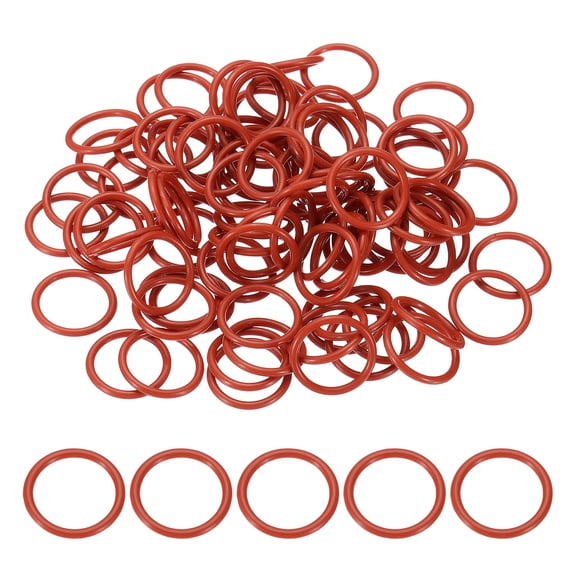 100Pack AS568 AS-015 Silicone O-Ring, 70A Durometer, 9/16" ID, 11/16" OD, 1/16" Width Sealing Gasket for Automotive Machine Pipe Valves, -40C-200C, Red