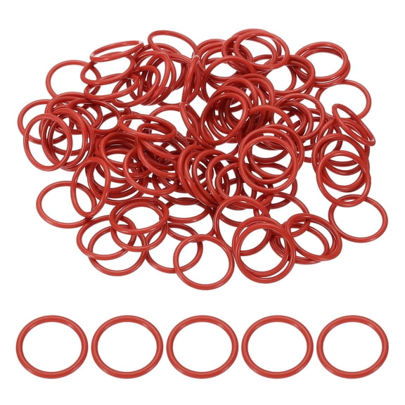 100Pack AS568 AS-017 Silicone O-Ring, 70A Durometer, 11/16" ID, 13/16" OD, 1/16" Width Sealing Gasket for Automotive Machine Pipe Valves, -40C-200C, Red