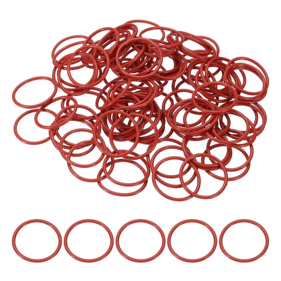 100Pack AS568 AS-020 Silicone O-Ring, 70A Durometer, 7/8" ID, 1" OD, 1/16" Width Sealing Gasket for Automotive Machine Pipe Valves, -40C-200C, Red