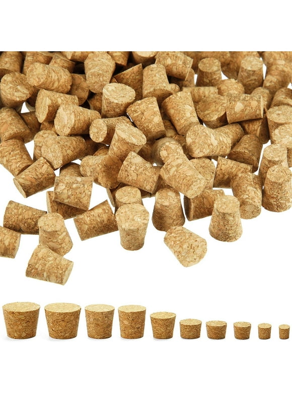 100Pack Cork Stoppers Wine Bottle Cork Stoppers Wooden Tapered Cork Plugs Replacement Assorted Corks for Wine Beer Bottle Crafts 0.31x0.24x0.39inch