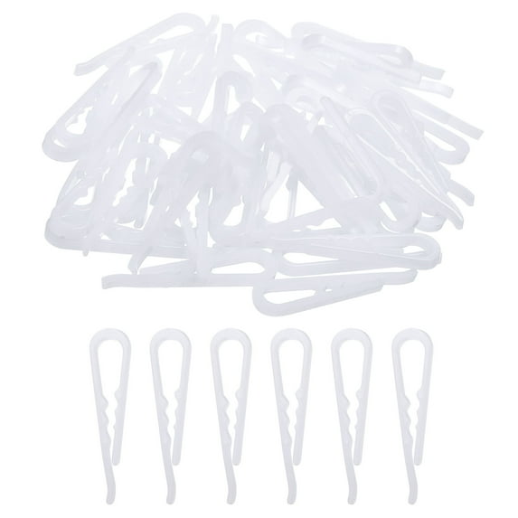 100Pack Durable Plastic Alligator Clips, 1.97" White U Shape Shirt Clip Clothespins with Teeth