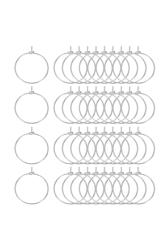 100Pack Earring Beading Hoops, 20mm / 0.8" Hoop Earring Findings, Dark Silver