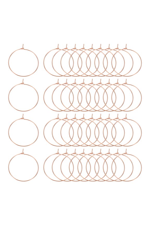 100Pack Earring Beading Hoops, 30mm / 1.2" Hoop Earring Findings, Rose Gold