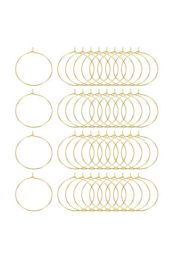100Pack Earring Beading Hoops, 35mm / 1.4" Hoop Earring Findings, Gold