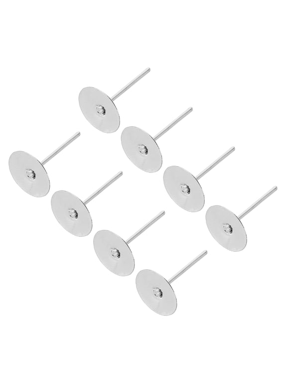 100Pack Earring Posts, 8mm/0.3inch Stainless Steel Earring Studs, Silver