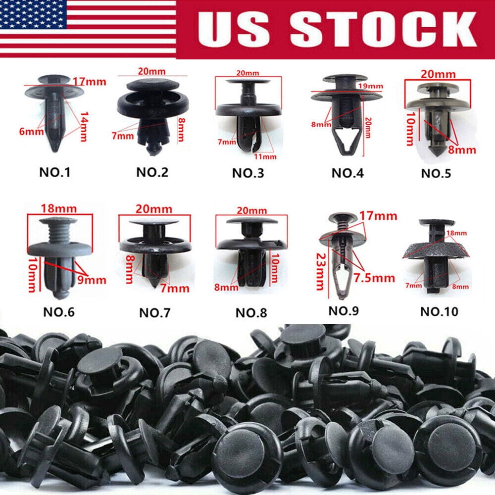 100Pack Fender Clips Trim Car Auto Push Pin Rivet Bumper Fastener-Panel ...