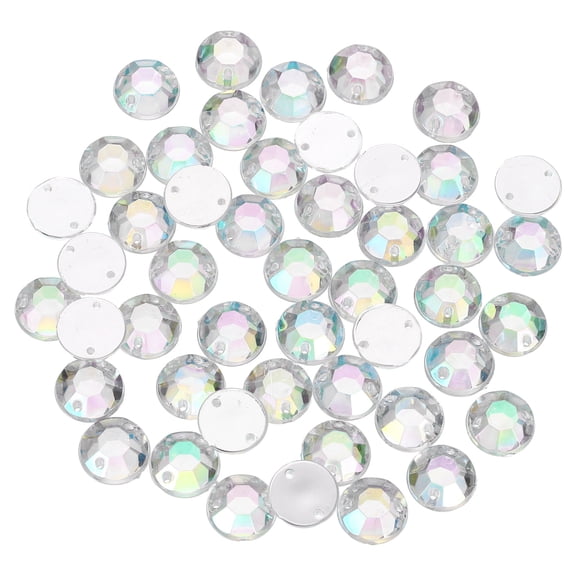 100Pack Flat Back Sew on Rhinestones Beads, 10mm Crystal Round Gems, Clear AB