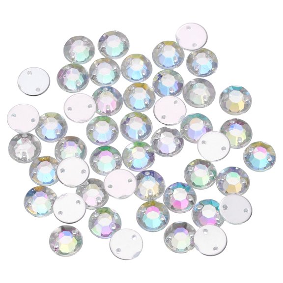 100Pack Flat Back Sew on Rhinestones Beads, 8mm Crystal Round Gems, Clear AB