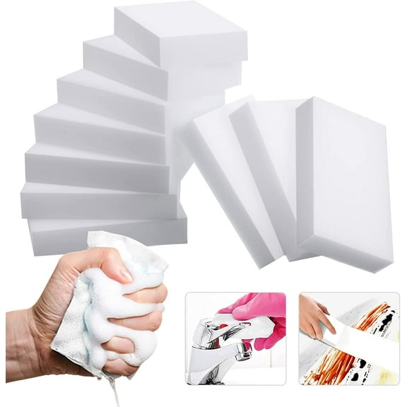 100Pack Magic Sponge Eraser | Extra Large Melamine Sponge Foam in Bulk | Multi-Functional Household Cleaning Sponge for Kitchen, Bathrooms, Sink, Walls, Vehicles, Shoes | No Scratch Cleaning Pads