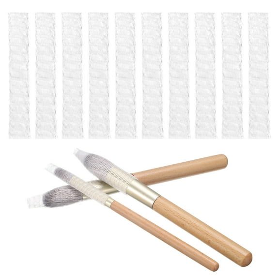 100Pack Makeup Brush Protector, 6cm PE Plastic Mesh Sleeve Cover, Clear