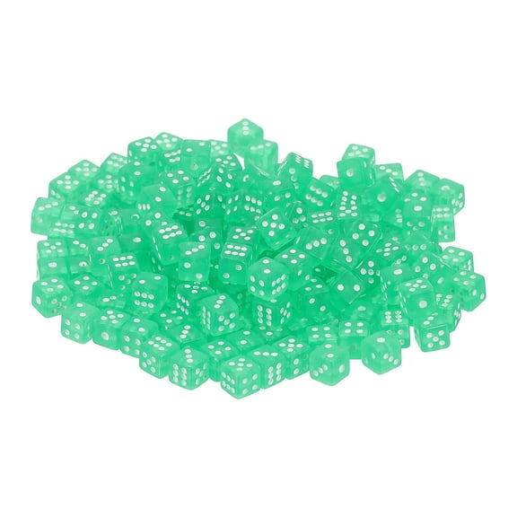 100Pack Mini Dice, 5mm/0.2" Acrylic Tiny Six Side Game Dot Square Dice Bulk for Table Board Game Party Activities, Clear Green/White