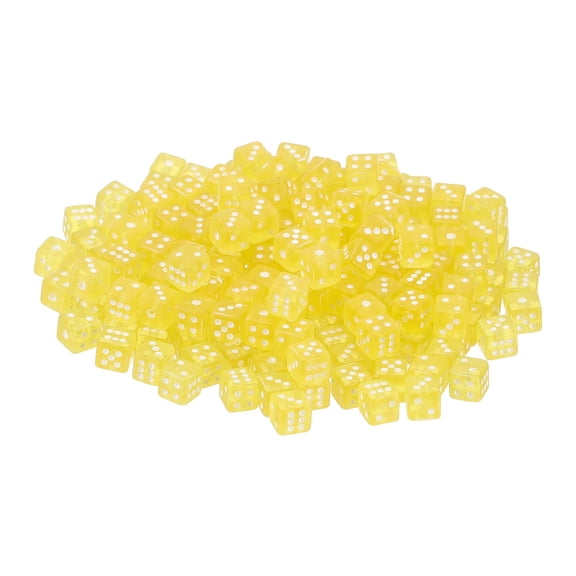 100Pack Mini Dice, 5mm/0.2" Acrylic Tiny Six Side Game Dot Square Dice Bulk for Table Board Game Party Activities, Clear Yellow/White
