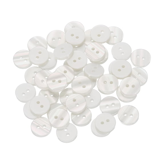 100Pack Natural Shell Button, 2 Hole 10mm Pearlescent Button for Shirt, White