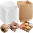 thumbnail image 1 of 100Pack Paper Charcuterie Boxes with Clear Lids,4.7 Inch Disposable Square Bakery Boxes,Small Dessert Boxes To Go Food Containers with Twine for Charcuterie Sandwich Strawberries Cookie(Brown), 1 of 7