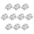 thumbnail image 1 of 100Pack Ribbon End Crimp Clamps, 10.5mm Stripe Texture Pinch Cord End Clasps, Silver White, 1 of 6