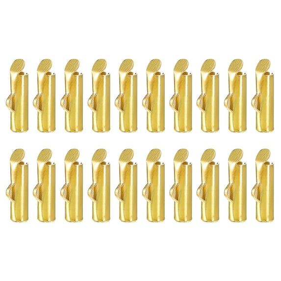 100Pack Slide on End Clasps, 10mm Tube Ball Bead Slider Crimp Ends, Gold Tone