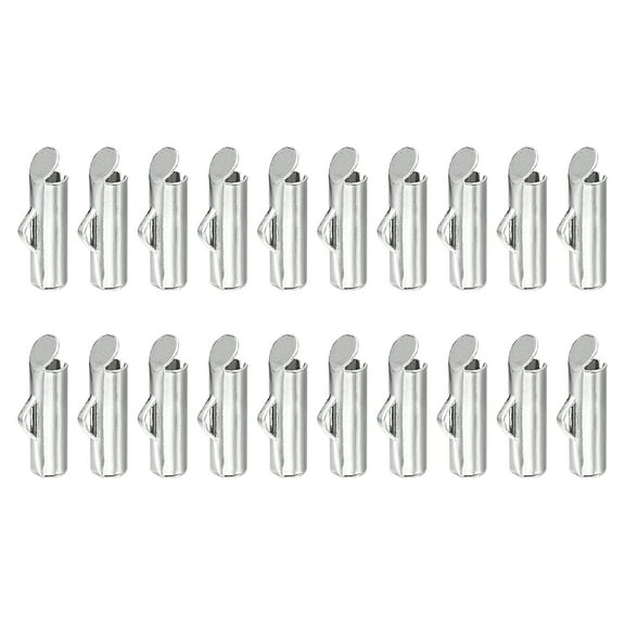 100Pack Slide on End Clasps, 10mm Tube Ball Bead Slider Crimp Ends, Silver White