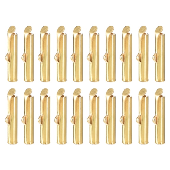 100Pack Slide on End Clasps, 16mm Tube Ball Bead Slider Crimp Ends, Light Golden