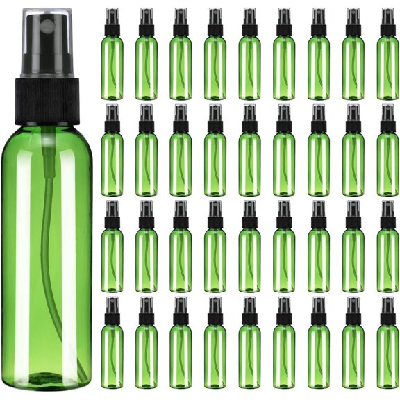 100Pack Spray Bottles, 2Oz/60ML Reusable Clear Empty Mist Plastic Mini Travel Bottle Set,Small Refillable Liquid Containers for Household Use, Essential Oil, Cleaning (Green Black)