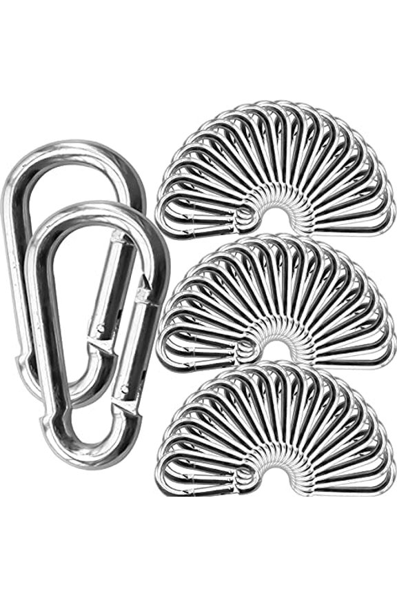 100Pack Spring Snap Hooks Carabiner, M5 3/16" Carabiner Clips Keychain Small 2" Chain Quick Links Spring Safety Hook Connector for Dog Leash Backpack Hiking Fishing Bag DIY Accessories$$