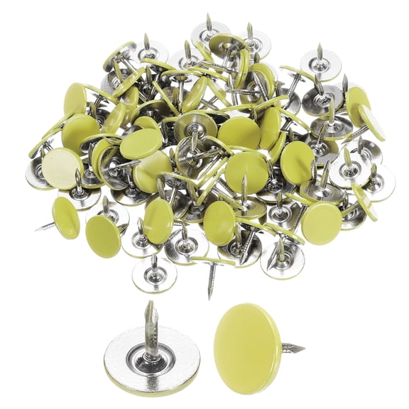 100Pack Upholstery Tacks, 11mmx10mm Flat Head Thumb Tack, Light Yellow