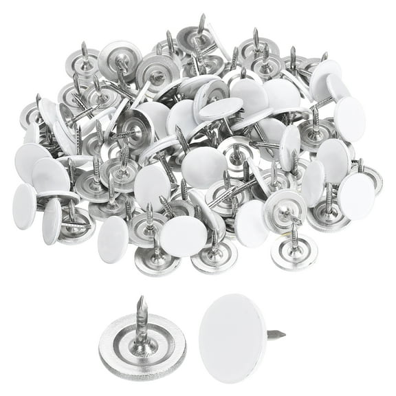 100Pack Upholstery Tacks, 11mmx10mm Flat Head Thumb Tack, White
