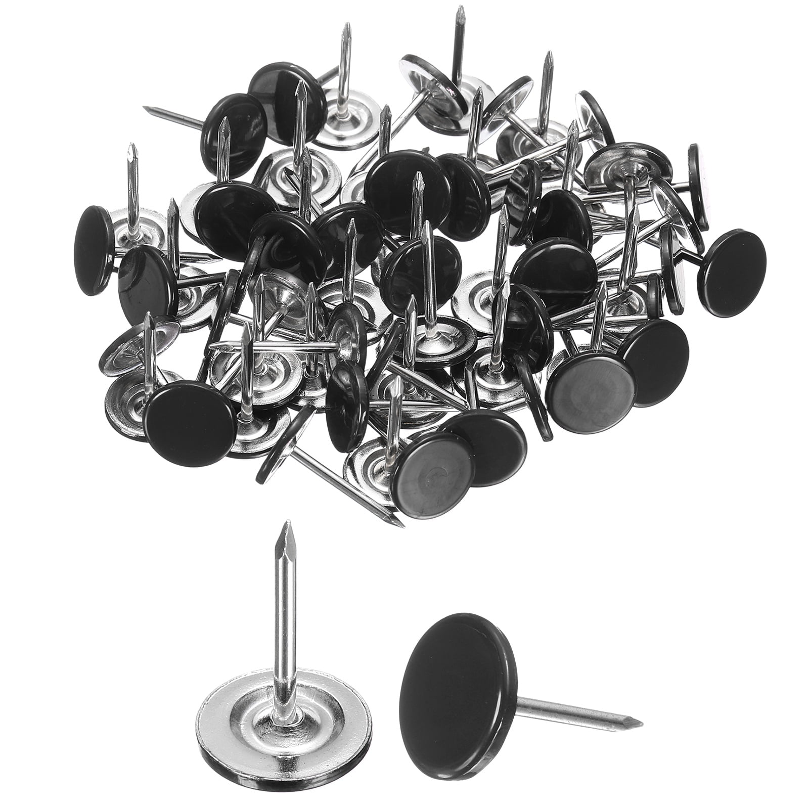 100Pack Upholstery Tacks, 11mmx17mm Flat Head Thumb Tack, Black ...