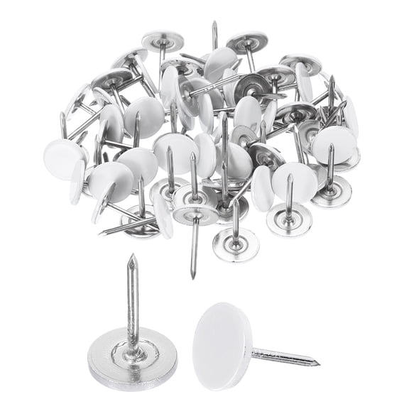 100Pack Upholstery Tacks, 11mmx17mm Flat Head Thumb Tack, White