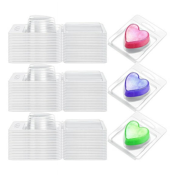 100Pack Wax Melt Container 1.3 Oz,Wax Melt Single Cube Flip Top Clear Empty Plastic Cube Tray for Waxless Tart Candles A