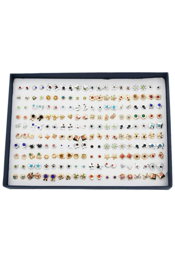 100Pairs Assorted Multiple Resin Studs Earring Set for Women, with Large Storage