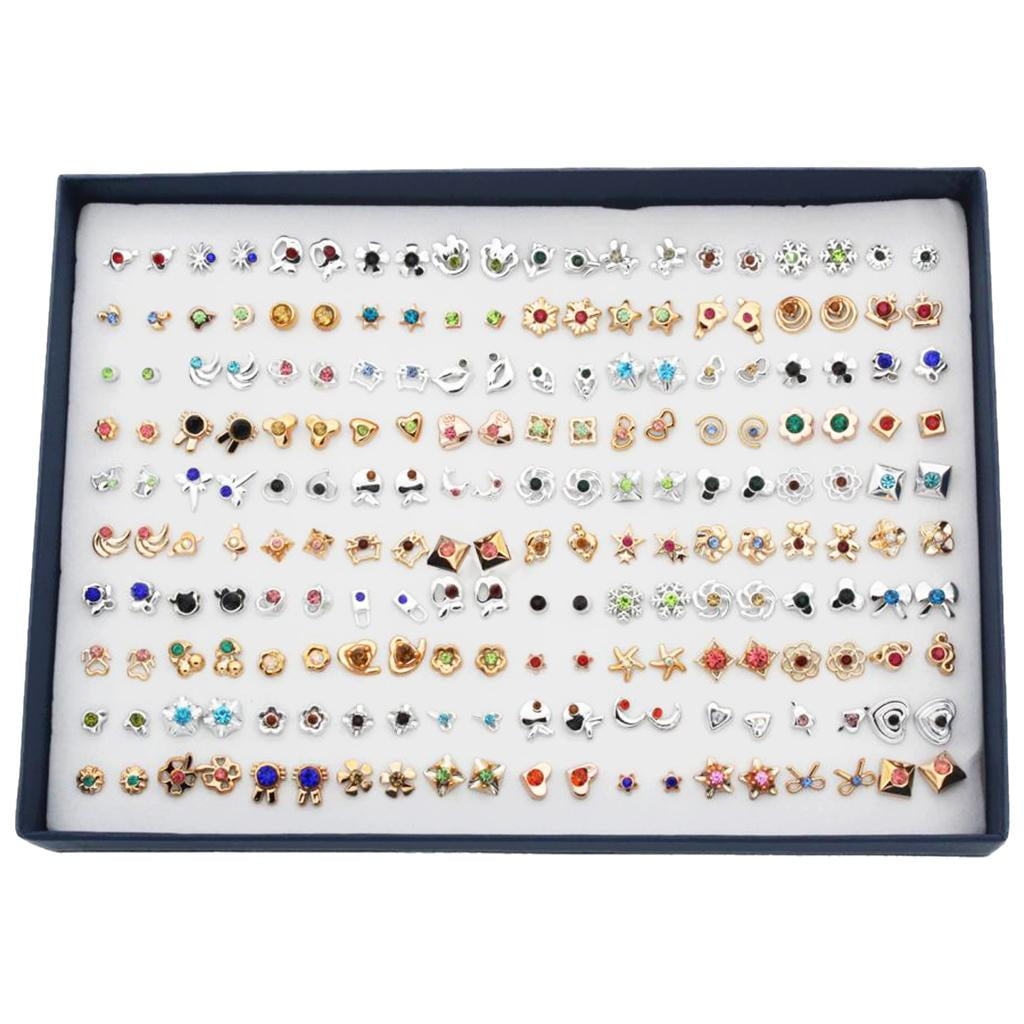 100Pairs Multiple Stud Earrings Set Lovely Cute Earrings Bulk Fashion Women Jewelry